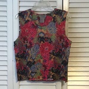 Persona Vibrant Floral Sleeveless Crop Top & Reversible Jacket Set